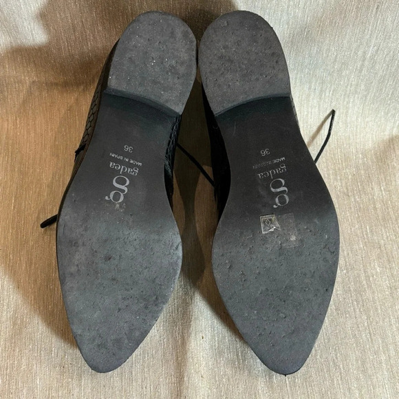 GADEA Sz 36 Croc and Patent Leather Lace Up Pointy Academia Vibe Oxfords Shoes - Picture 9 of 10